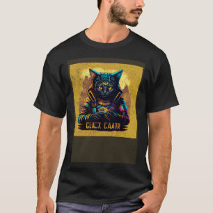 Zwarte Kat Gamer Kleurrijk T-shirt