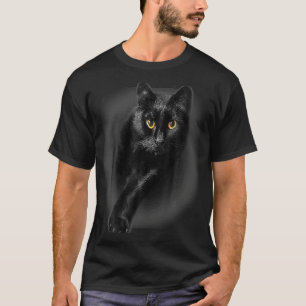 Zwarte kat Geel Ogen Kat Ee Gif T-shirt