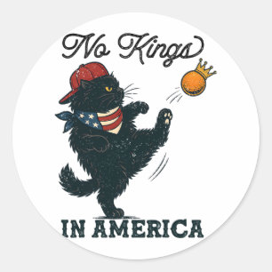 Zwarte kat geen koningen in Amerika Ronde Sticker