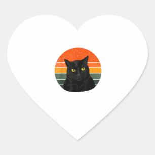 zwarte kat gele ogen hart sticker