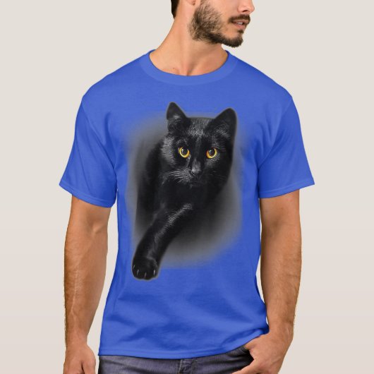 Zwarte kat gele ogen katten Reut T-shirt (Voorkant)