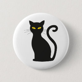 zwarte kat gele ogen ronde button 5,7 cm