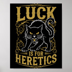 Zwarte kat geluk is voor ketters heks poster