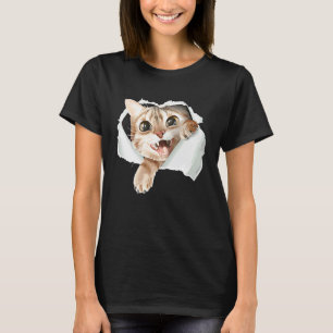Zwarte Kat Gescheurde Stof Voor Kat Kat Vader Kat T-shirt