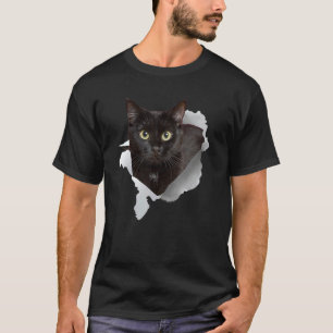 Zwarte Kat Gescheurde Stof Voor Kat Kat Vader Kat T-shirt