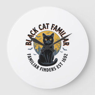Zwarte Kat Gezel Vintage Halloween Reddingsontwerp Grote Klok