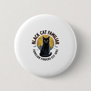 Zwarte Kat Gezel Vintage Halloween Reddingsontwerp Ronde Button 5,7 Cm