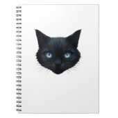 Zwarte Kat Gezicht Blauwe Ogen Graphic T-shirt Kat Notitieboek (Voorkant)