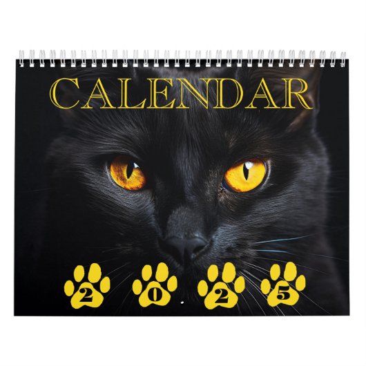 Zwarte kat Gezichtskalender met Notities Kalender (Hoes)