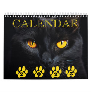 Zwarte kat Gezichtskalender met Notities Kalender
