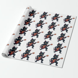Zwarte Kat Gitarist Cadeaupapier