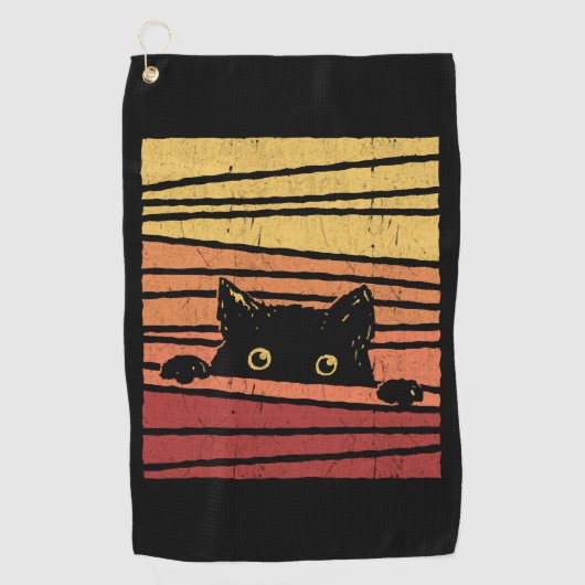 Zwarte kat golfhanddoek (Voorkant)