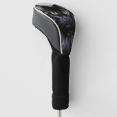 Zwarte kat golfheadcover (Schuin)