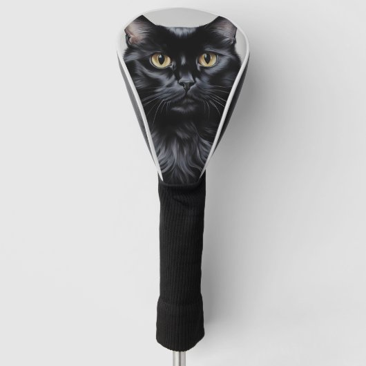 Zwarte kat golfheadcover (Voorkant)