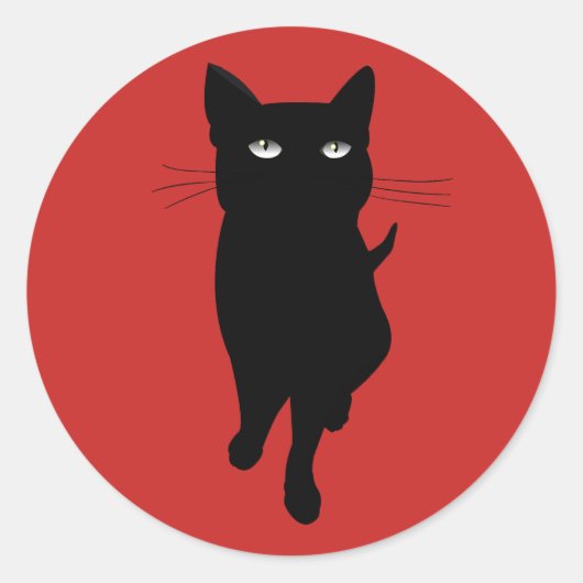 Zwarte kat gothicus ronde sticker (Voorkant)