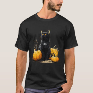 Zwarte Kat Grappige Halloween Pompoen Kat Liefhebb T-shirt