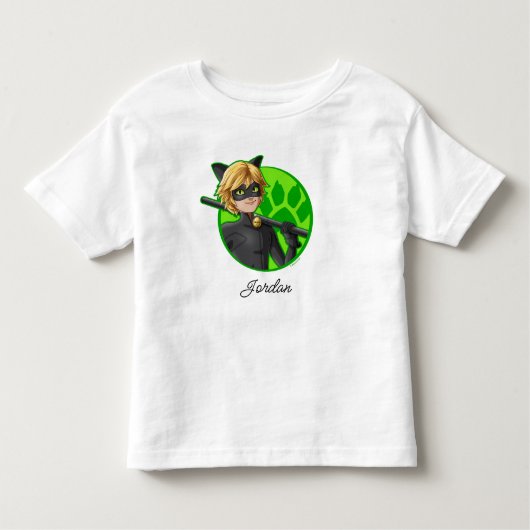 Zwarte Kat Groene Badge Kinder Shirts (Voorkant)