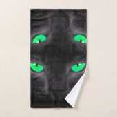 Zwarte Kat Groene Eyes Bathroom Towel set Bad Handdoek (Handdoek)