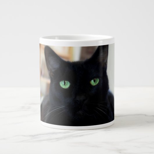 Zwarte kat - groene ogen - mok (Voorkant)