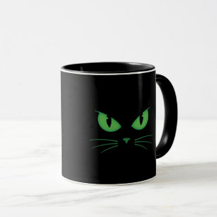 Zwarte Kat Groene Ogen Spooky Mok