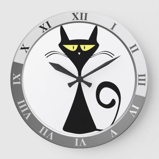 Zwarte kat grote klok (Voorkant)