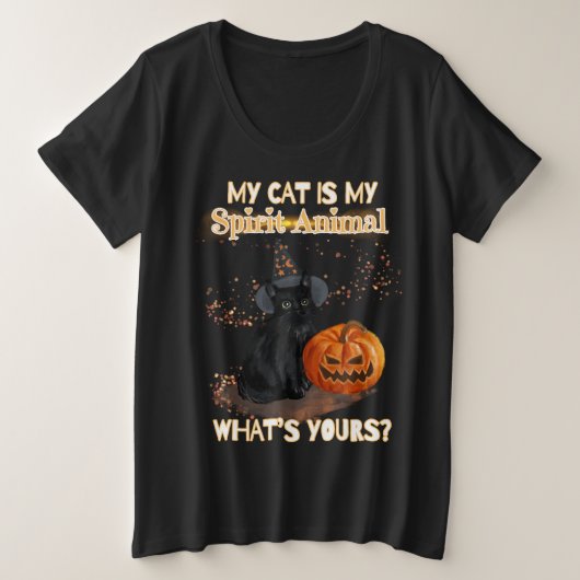 Zwarte kat grote maat t-shirt (Design voorkant)