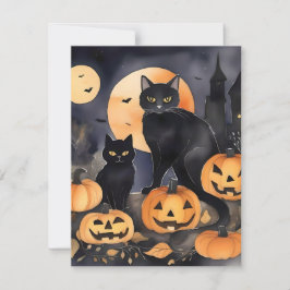 Zwarte Kat Halloween A Feestdagenkaart