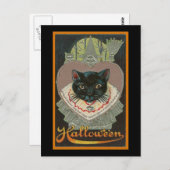  zwarte kat Halloween Briefkaart (Voorkant / Achterkant)