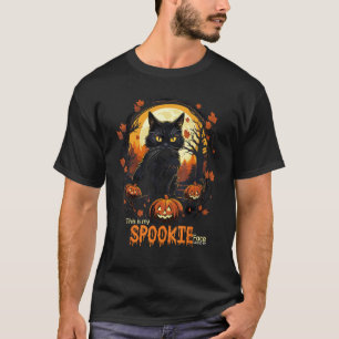 Zwarte Kat Halloween Dit is Mijn Griezelige Gezich T-shirt