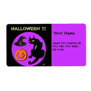 ZWARTE KAT HALLOWEEN FEEST ETIKET