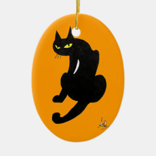 ZWARTE KAT HALLOWEEN FEEST KERAMISCH ORNAMENT