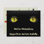 Zwarte kat Halloween-feest uitnodigen met bloederi Kaart (Voorkant / Achterkant)