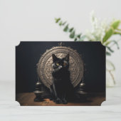 Zwarte Kat Halloween Feestdagenkaart (Staand voorkant)