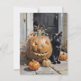 Zwarte Kat Halloween G Feestdagenkaart
