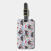 zwarte kat Halloween Gothic Floral Bagagelabel (Voorkant verticaal)