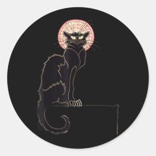 Zwarte Kat Halloween Grappige Kattenliefhebbers Ge Ronde Sticker