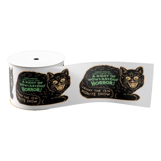  zwarte kat Halloween Grosgrain Lint (Spoel)