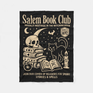 Zwarte Kat Halloween Heks Boek Club Design Fleece Deken