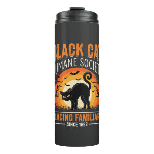 Zwarte Kat Halloween Humane Samenleving Vintage Gr Thermosbeker
