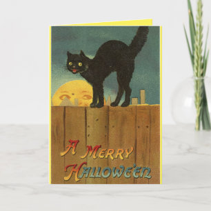  zwarte kat Halloween Kaart