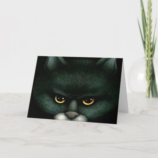 Zwarte kat - Halloween Kaart (Voorkant)