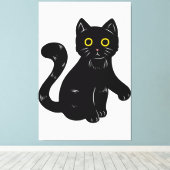 Zwarte kat Halloween kinder Canvas Afdruk (Insitu (Houten vloer))