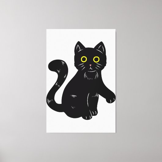 Zwarte kat Halloween kinder Canvas Afdruk (Voorkant)