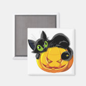 Zwarte kat Halloween Kitten Clip Magneet (Voorkant / Achterkant)
