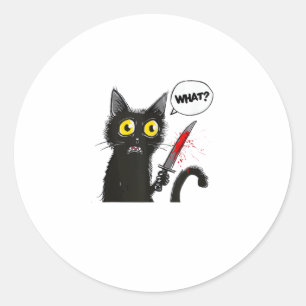 Zwarte kat Halloween kostuum hekserij spin web Ronde Sticker