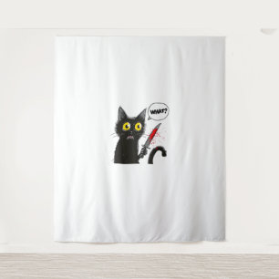 Zwarte kat Halloween kostuum hekserij spin web Wandkleed