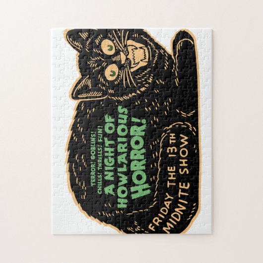 zwarte kat Halloween Legpuzzel (Verticaal)