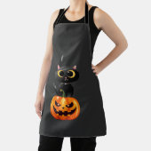 Zwarte Kat Halloween-ontwerp � Griezelige Pompoenk Schort (Insitu)
