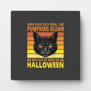 Zwarte Kat Halloween Oude Pompoen Grafiek Fotoplaat