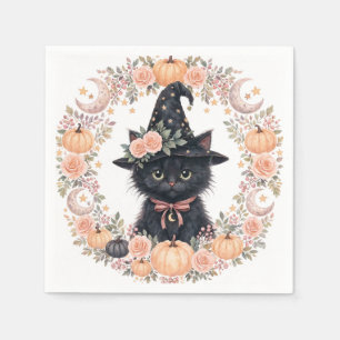 Zwarte kat Halloween papier Servet